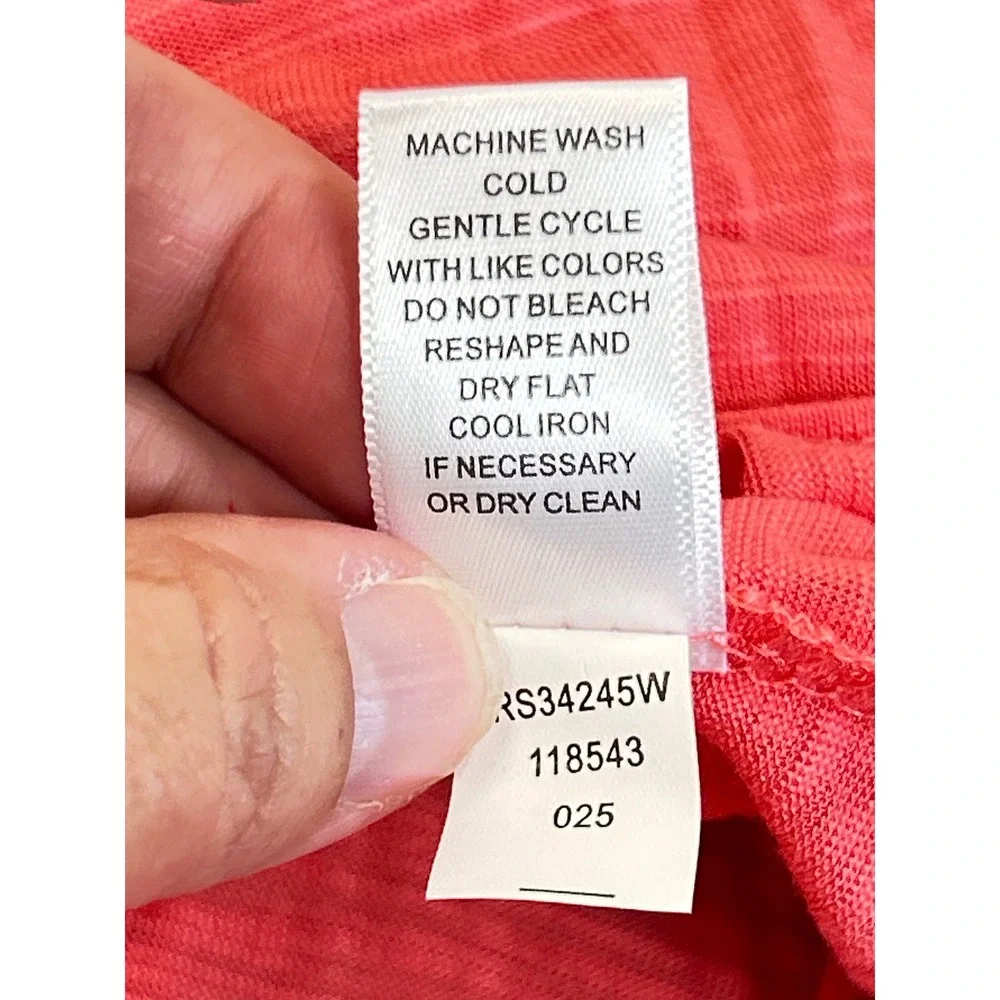 Cable & Gauge Tank Top Women 3X Coral Pink Sharkbite Hem Basic Sleeveless Slub